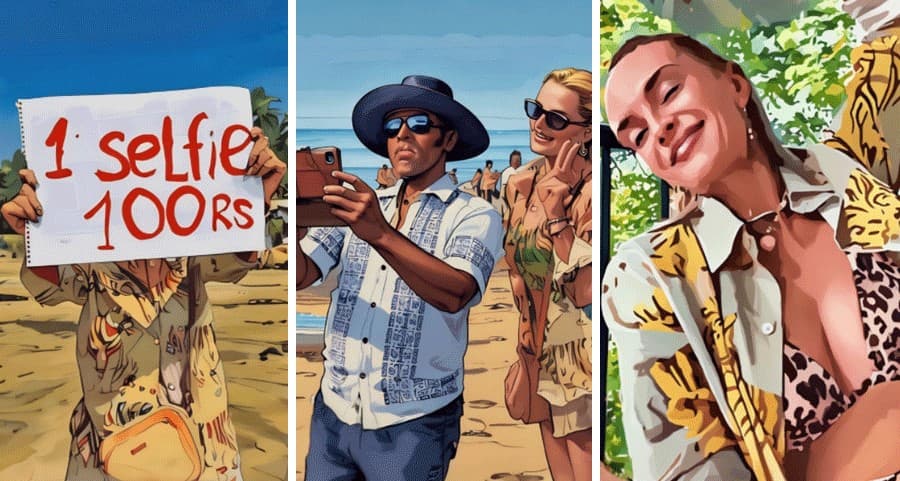 Russian woman गोवा बीच पर एक सेल्फी के लेती है 100 रुपए