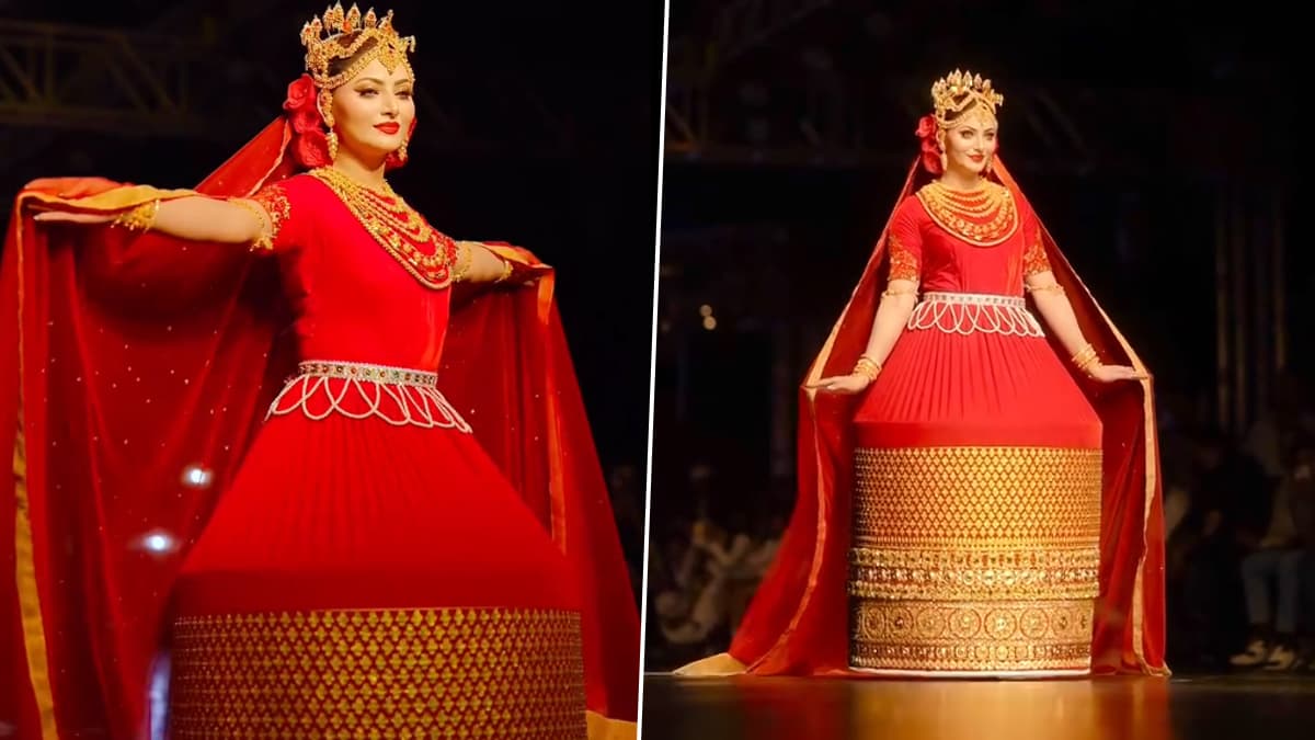 Urvashi Rautela का 24 कैरेट सोने से बनी ड्रेस में वॉक